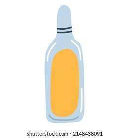 Ampoule With Medicine In Cartoon Flat Style. Vector Illustration Of Pet Remedy For Parasites As Fleas, Ticks, Worms.