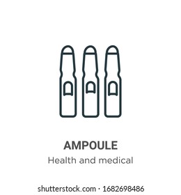 Icono vectorial de contorno de ampolla. Icono de ampolla negra de línea delgada, ilustración de elemento simple vector plano de la salud editable y concepto médico de trazo aislado en fondo blanco
