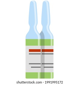 Ampoule vector, vaccine bottle isolated, cosmetic vial