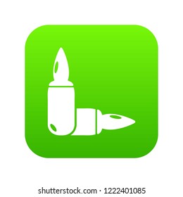 Ampoules icon green vector isolated on white background