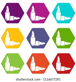 Ampoules icons 9 set coloful isolated on white for web