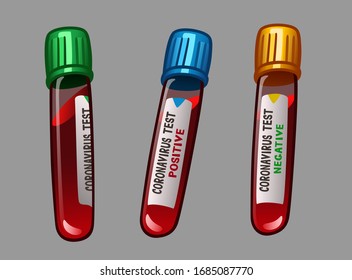 Ampoules with tests for virus. Vector illustration