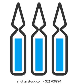 Ampoules vector icon. Style is bicolor flat symbol, blue and gray colors, rounded angles, white background.
