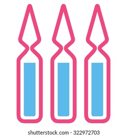 Ampoules vector icon. Style is bicolor flat symbol, pink and blue colors, rounded angles, white background.