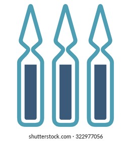 Ampoules vector icon. Style is bicolor flat symbol, cyan and blue colors, rounded angles, white background.