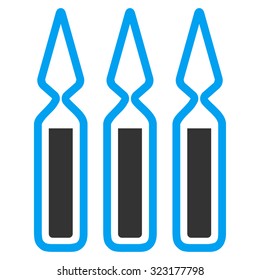 Ampoules vector icon. Style is bicolor flat symbol, blue and gray colors, rounded angles, white background.