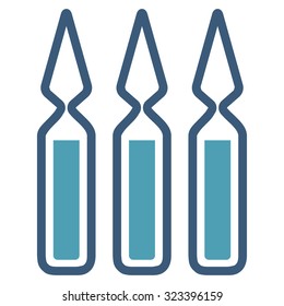 Ampoules vector icon. Style is bicolor flat symbol, cyan and blue colors, rounded angles, white background.