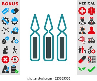 Ampoules vector icon. Style is bicolor flat symbol, soft blue colors, rounded angles, white background.