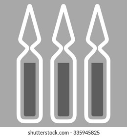 Ampoules vector icon. Style is bicolor flat symbol, dark gray and white colors, rounded angles, silver background.