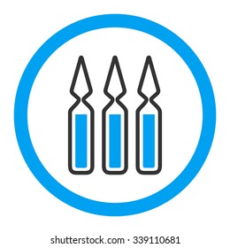 Ampoules vector icon. Style is bicolor flat rounded symbol, blue and gray colors, rounded angles, white background.