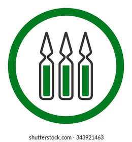 Ampoules vector icon. Style is bicolor flat rounded symbol, green and gray colors, rounded angles, white background.