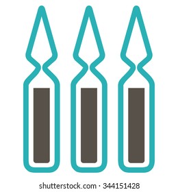 Ampoules vector icon. Style is bicolor flat symbol, grey and cyan colors, rounded angles, white background.