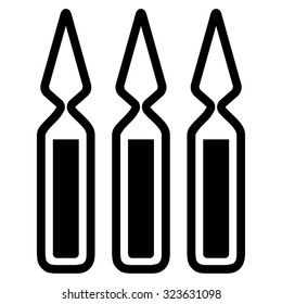 Ampoules vector icon. Style is flat symbol, black color, rounded angles, white background.