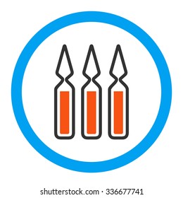 Ampoules vector icon. Style is flat rounded symbol, bright colors, rounded angles, white background.