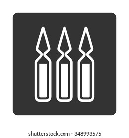 Ampoules vector icon. Style is flat rounded square button, white and gray colors, white background.