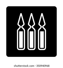 Ampoules vector icon. Style is flat rounded square button, white and black colors, white background.