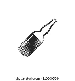 Ampule icon in halftone style. Black and white monochrome vector illustration.