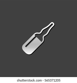 Ampule icon in metallic grey color style. Vaccine serum medicine