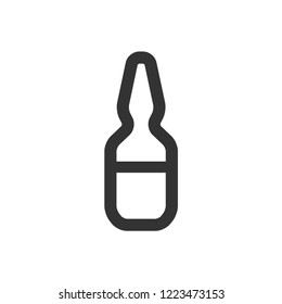 Ampule icon in thick outline style. Black and white monochrome vector illustration.