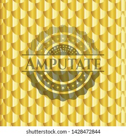 Amputate gold badge or emblem. Scales pattern. Vector Illustration. Detailed.