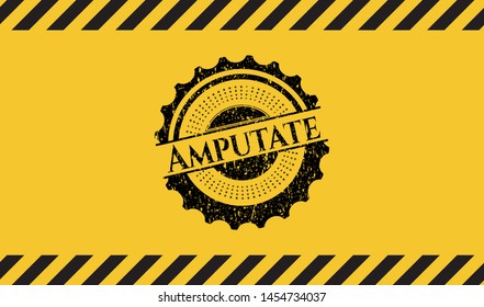Amputate inside warning sign, black grunge emblem. Vector Illustration. Detailed.