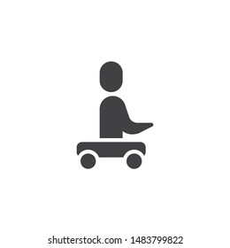 Amputated leg man vector icon. filled flat sign for mobile concept and web design. Disabled man wheelchair glyph icon. Symbol, logo illustration. Vector graphics