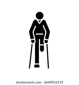 Amputation black glyph icon for digital and print projects.  Minimal clean icons for apps and websites. Modern simple icons for UI UX and branding