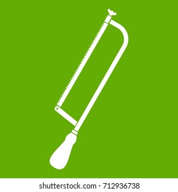 Amputation and surgical saw icon white isolated on green background. Vector illustration