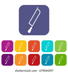 Amputation and surgical saw icons set vector illustration in flat style In colors red, blue, green and other