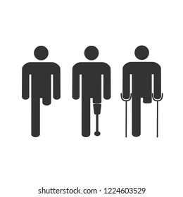 Amputee disabled man. Vector illustration, flat design.