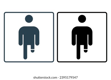 amputee icon. icon related to disability and disability symbol . solid icon style. Simple vector design editable