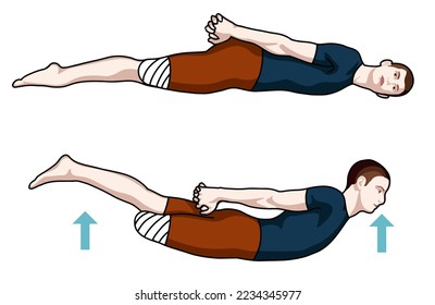 Amputee person exercise positions. Vector illustration. Position 1