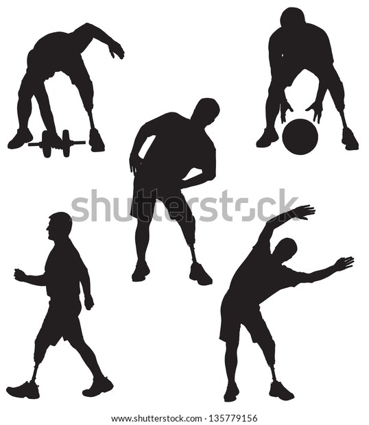 Amputee Silhouettes 5 Stock Vector (Royalty Free) 135779156