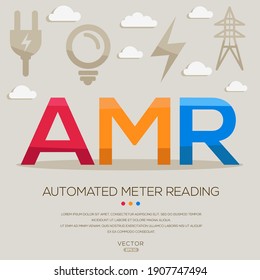 AMR mean (Automated meter reading) Energy acronyms ,letters and icons ,Vector illustration.