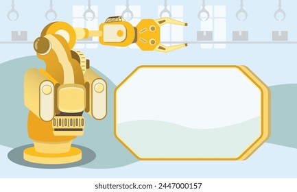 Amr robot. Robotic Claw and machine control. Grip robotic claw in factory. Industrial crane arm claw. Cartoon concept colorful Vector illustration of the claw game device.