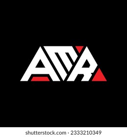 AMR triangle letter logo design with triangle shape. AMR triangle logo design monogram. AMR triangle vector logo template with red color. AMR triangular logo Simple, Elegant, and Luxurious design.