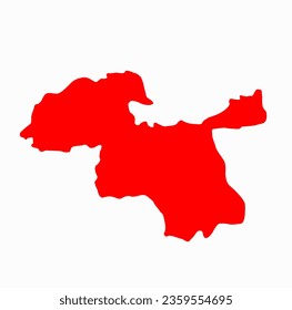 Amravati district map in red color. Amravati is a district of Maharashtra.