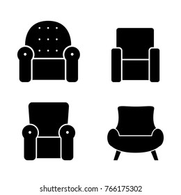 Amrchair sofa vector icon set