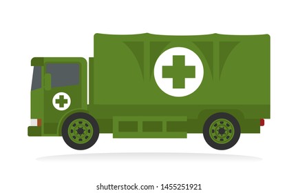 amry truck, desert colors, ambulance sign, vector illustration 