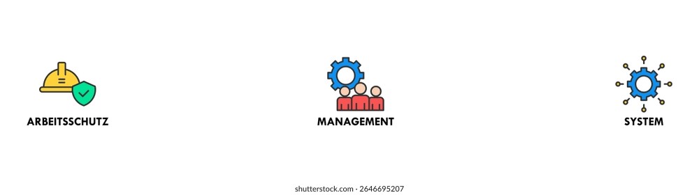 AMS banner web icon vector illustration concept of arbeitsschutz management system with icon of safety, mask, structure, planning, and operation