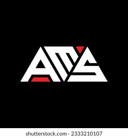 Diseño del logotipo de la letra triangular AMS con forma triangular. Monograma de diseño del logotipo del triángulo AMS. Plantilla de logotipo vectorial de triángulo AMS con color rojo. Logo triangular de AMS Diseño sencillo, elegante y lujoso.