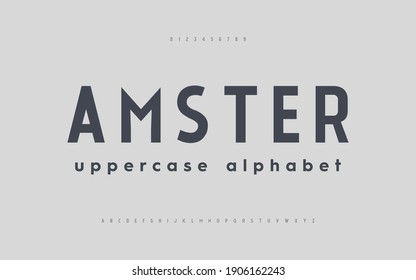 Amster: Condensed typeface designs. Modern alphabet fonts. Technology typography futuristic uppercase. vector illustrator