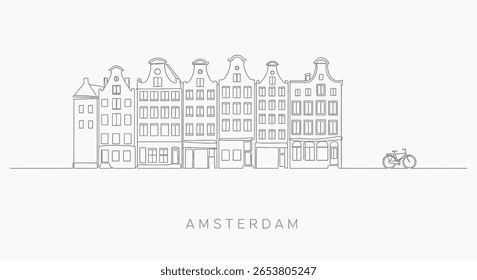 Amsterdam Canal Casas com Contorno, Holanda, e Minimal.