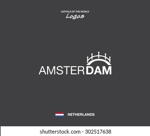Amsterdam - capitals of the world logo set