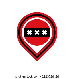 icono del pin del mapa de la ciudad de amsterdam. aislado en fondo blanco