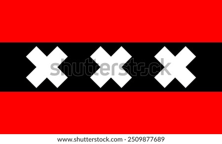 Amsterdam City Flag Vector: Official vector illustration of the Amsterdam city flag. Perfect for projects highlighting Dutch culture, heritage, and urban identity