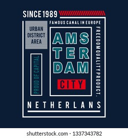 amsterdam city images typography for t shirt, vector illustration