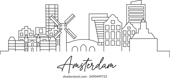 Amsterdam City Line Draw Kostenlose Vektorgrafik