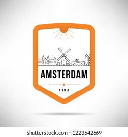 Amsterdam City Modern Skyline Vector Template
