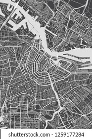 Amsterdam city plan, detailed vector map detailed plan of the city, rivers and streets